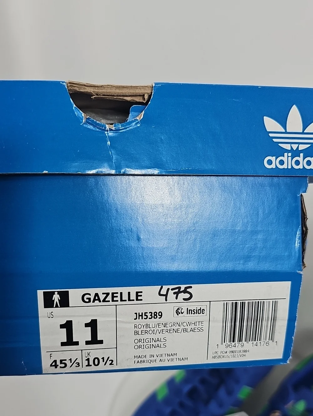 NWT Adidas Gazelle JH5389 Royal Blue Energy Green Sneakers Trainers 11 Blokecore